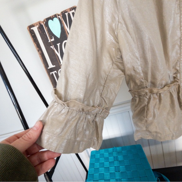 EFFETI MADA Beige/Taupe Summer Button Up Jacket 3/4 Sleeve Size L.  B002 - Picture 5 of 11